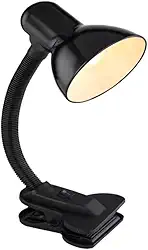Luminária Articulada de Mesa com Presilha Tipo Clip para Estudo e Escritório – Preta, Ajustável e Econômica (Preta)