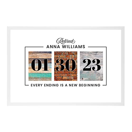 Andaz Press 12x18 Inch Personalized Retirement Frame to Sign, Retirement Signature Frame, Retirement Guest Book to Sign, Custom Every Ending is A New Beginning Retirement Picture Frame to Sign