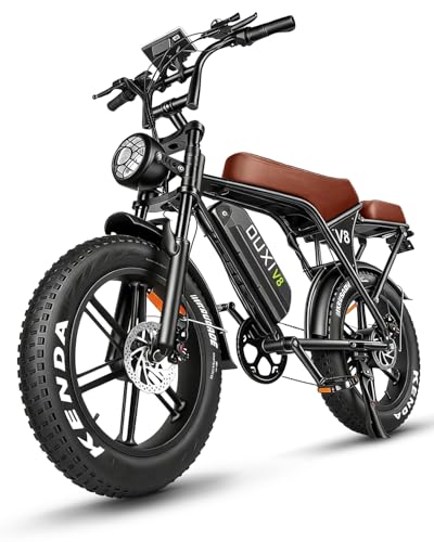 OUXI V8 Electric Bike for Adults, Ebike with15.6 AH Removable Battery Max 60Miles, 20" Electric Dirt Bike Dual Disc Brakes, 7-Speed Gear, Electric Motorcycle for Commuting & Off-Road