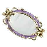 . Dispose d'un fond miroir et d'un design doré, d'un plateau décoratif en métal parfait et d'un organisateur de parfum.