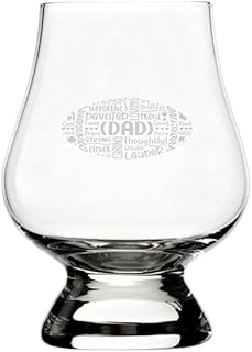 Football Dad Word Art Father's Day Etched 2.5oz Wee Whisky Glass Compatible With Glencairn Accessories