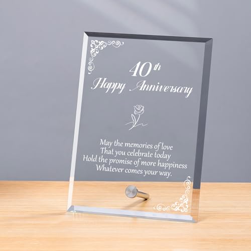 40th Anniversary Wedding Gifts Crystal Clock Gifts For Wife Husband,Laser Engraved 40th Anniversary Wedding Crystal Keepsake Gift For Couple Parents,40th Anniversary Quartz Clock Decorations For Home
