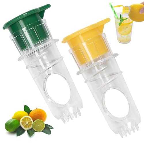 SoeUyd Pack of 2 Lemon Squeezers, Manual Citrus Juicer, Juicer with Nozzle, Small and Portable, Suitable for Lemons, Oranges and Other Types of Citrus Fruits, Easy to Use