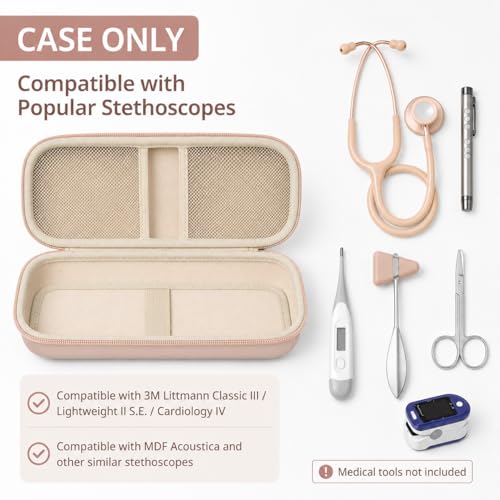 Image of ALKOO Stethoscope Case for 3M Littmann Classic III /Cardiology IV, Rosegold | for MDF Acoustica Stethoscopes, for Nurses, Doctors, Nursing School Essentials, Students, Clinic, EMS, Travel, Hard Bag Only