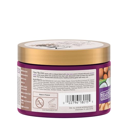Maui Moisture Heal & Hydrate + Shea Butter Hair Mask & Leave-In Conditioner Treatment to Deeply Nourish Curls & Help Repair Split Ends, Vegan, Silicone, Paraben & Sulfate-Free, 12 Ounce
