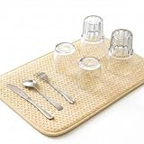 atRise 水切りマット 吸水 速乾 食器乾燥マット ≪洗濯機・乾燥機OK≫ 全6色 3サイズ展開（30×45 / 35×45 / 34×45cm）厚手 起毛 吊り下げ収納 アットライズ (イエロー,S)