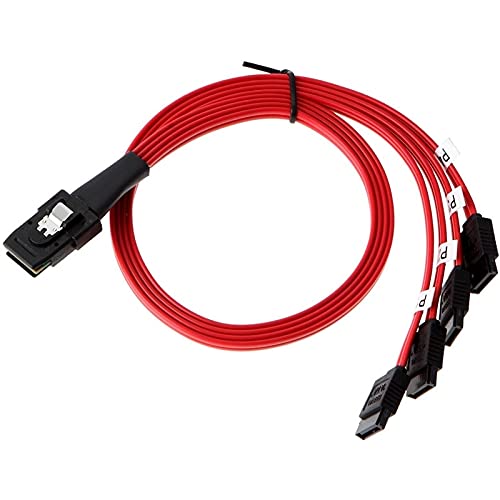 Cable Mini SAS a 4 SATA 0.5m 2 unidades negro rojo miniatura 2