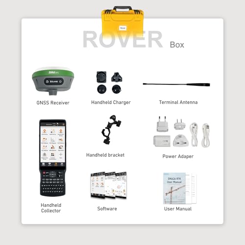 RTK GNSS Surveying Equipment Switchable Rover & Base 32G Storage | Handheld Collector + Survey Software | Static & RTK Land Survey | NOAA Certified | SMA26 Pro(Pole Not Included) - Thumbnail 2