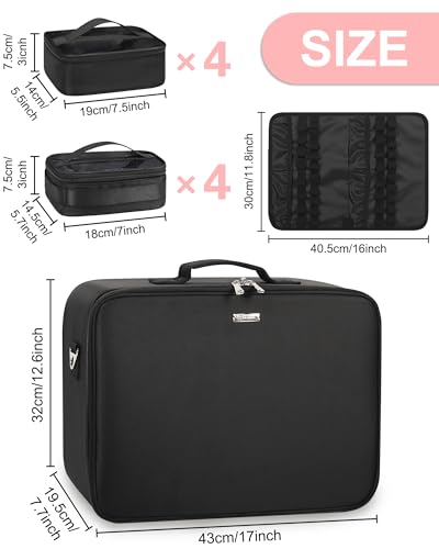 Relavel Rolling Makeup Case, Makeup Backpack Professional Makeup Artist Train Case