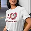 I Heart My Boyfriend T Shirt - Upload Your own Photo - Sizes SML - XXXL - Personalised with Your Loved one - Great Gift for her or him White #2