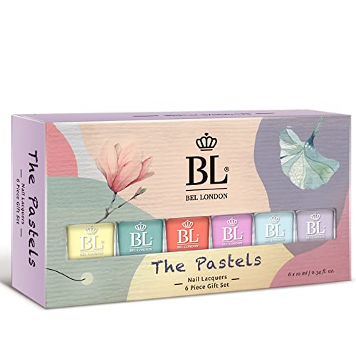 BL The Pastels - Luxury 6 Colour Pastel Nail Varnish Set - Quick Dry & Long Lasting Pastel Nail Polish Set