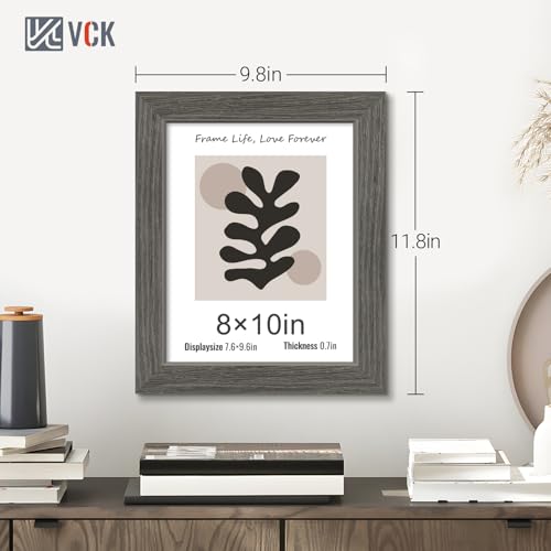 Image of VCK 8x10 Picture Frame Set of 3, Gray Grey Wood Frames, Gallery Wall Decor Photo Frames for Wall Mounting Horizontally or Vertically