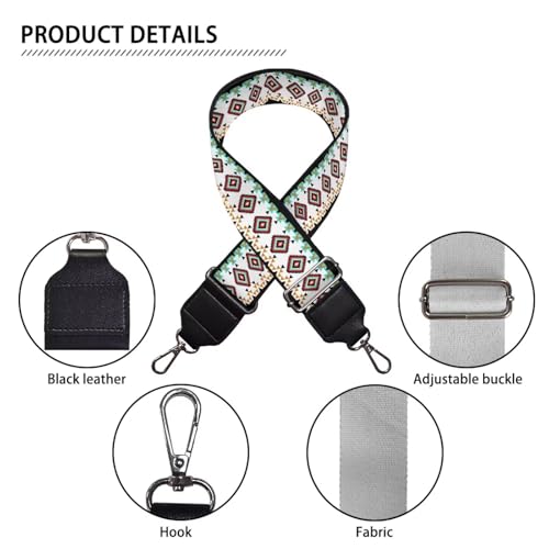 Image of GLENLCWE Aztec Print Wide Shoulder Strap Adjustable Geomatry Print Replacement Belt Guitar Style Crossbody Bag Handbag Strap Canvas Straps