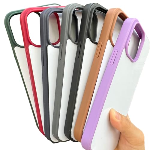 JUSTRY 5PCS Sublimation Blank Phone Case Cover Printable Phone Case Designed for iPhone 15, 6.1", Soft Rubber + Aluminum Insert Matte, Custom Printable, Anti-Slip Shockproof Protective Cover