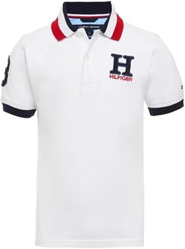 Tommy Hilfiger Polo de Piqué de Manga Corta Premium para Niños, Cierre de Botón, Suave y Cómodo