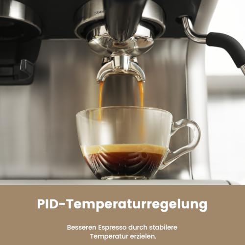 Gevi Dual Boiler Espresso Siebträgermaschine mit Milchschäumer, Edelstahl-Espressomaschinen, Unterstützt Stopfung Bohnenkaffeemaschine,2,8L Wassertank, silber – Bild 4