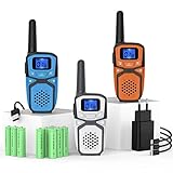Walkie Talkie Aufladbar 3er Set mit Akku, Fallfest USB Walkie Talkie Erwachsene, Funkgerät Geschenk für Innen Outdoor Aktivität Camping