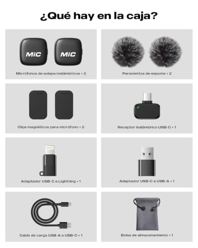 Miniatura 9 de Micrófono Lavalier Inalámbrico 2 En 1 Para Iphone Y Android, Pack 2