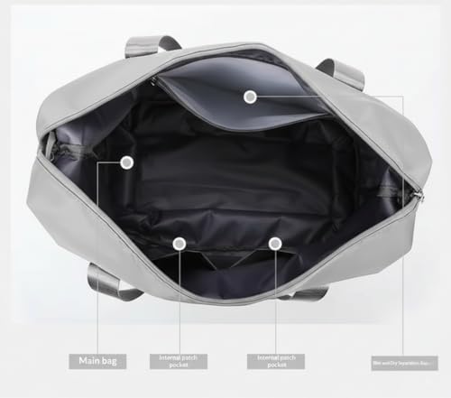 Image of WILDHORN 40 Liters Nylon Expandable Travel Duffle Bag for Men & Women, Waterproof Weekender Luggage Bag, Foldable Gym & Overnight Travel Hand Bag with Wet & Dry Compartment (Light Grey)