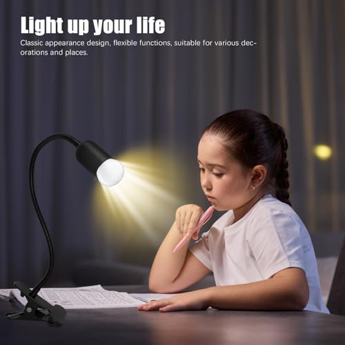 Sudnsadaks Lampenfassung E27, Klemmlampe mit Stecker und 120 cm Kabel, 360° Verstellbarer Schwanenhals, Klemmleuchte mit Schalter für Tiere, Wachsende Pflanze, Tischlampe, Schwarz (Ohne Glühbirne)