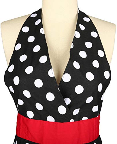 Hyzrz Lovely Retro Aprons For Women Cute Adjustable Cotton Sexy V-Necked Polka Dot Apron Classic Big Wave (Big Black Polka Dot) #TOP1