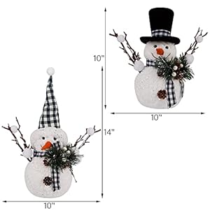 winemana Christmas Table Decorations, Set of 2 Snowman with Pine Cone Twigs, Winter Tabletop Decor for Indoor Home Kitchen Office Room Xmas Gifts Holiday Party winemana Christmas Table Decorations Set of 2 Snowman with Pine Cone Twigs Winter Tabletop Decor for Indoor Home Kitchen Office Room Xmas Gifts Holiday Party