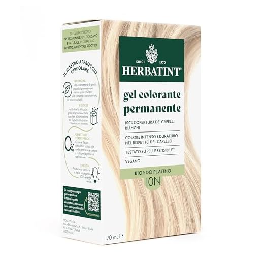Herbatint Gel Colorante Permanente per Capelli 10N Biondo Platino - 170 ml | Senza Ammoniaca, 100% Copertura Capelli Bianchi | per Pelli Sensibili, con 8 Estratti Naturali Bio