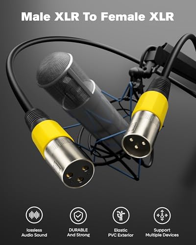 Image of MX XLR male to female microphone cable wire 3 pin mic cable microphone cord wire mic cable 5 meter for Guitar Audio Speaker Cable Multicolor (XLR Male to Female, 1.5 MTR)