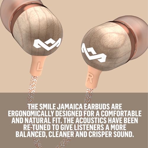 Image of House of Marley, Smile Jamaica Wired In-Ear Headphones - In-line Microphone with 1-Button Remote, Noise Isolating, Durable, Tangle Free Cable, EM-JE041-CP Copper