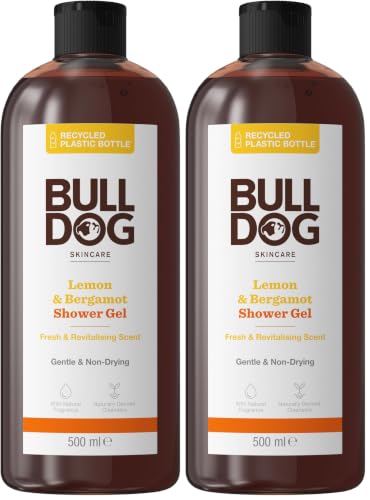 Image of Bulldog Skincare Lemon & Bergamot Shower Gel for Men, Natural, Refreshing Men's Shower Gel, 500 ml (Pack of 2)