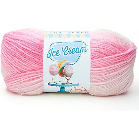 Lion Brand Yarn Company 100 Percent Acrylic Ice Cream Yarn, Strawberry, 923-207 Cover