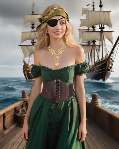 5 Pcs Pirate Costume Accessories Set Women Halloween Medieval Renaissance - image 6