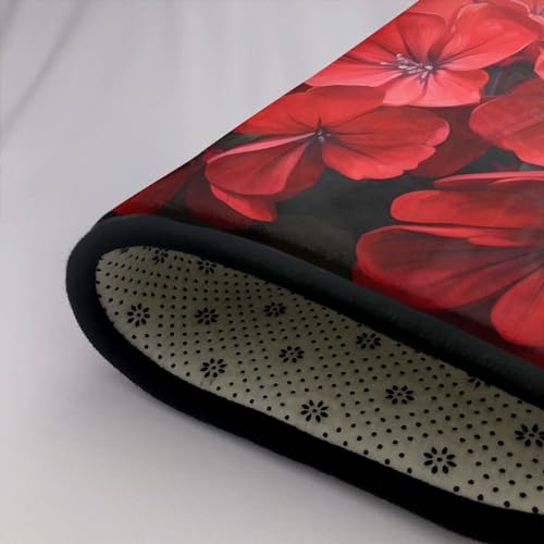 Tapis géraniums rouges en velours fin de qualité supérieure lavable
