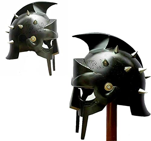 Nautical Replica Hub Casco de gladiador medieval de acero de 18 Ga, casco funcional con pinchos romanos máximos