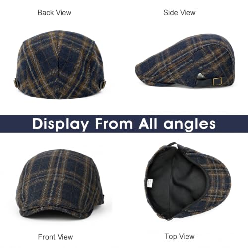Image of 3Pcs Men's Newsboy Caps Cotton Cooling Hat Adjustable Flat Cap for Men