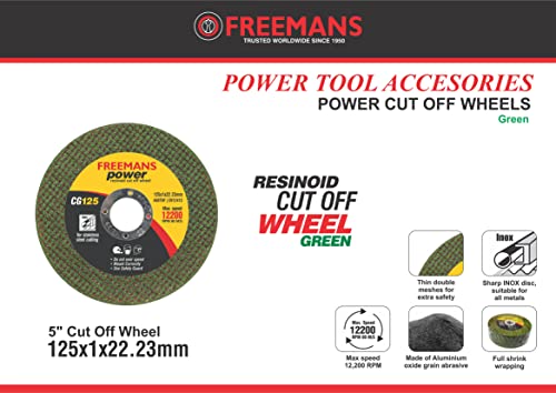 Image of FREEMANS 5-inch Double Net Cut off Wheels Used for Metal and Stainless Steel Cutting Pack of 25 pcs - Green