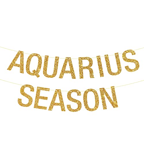 Aquarius Season Banner, Wassermann Geburtstagsdekorationen, Wassermann AF, Sternzeichen Geburtstag Party Dekor Gold Glitter Cover