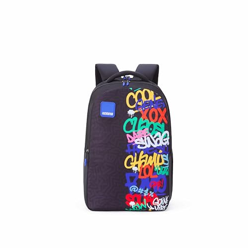 Image of American Tourister Drip | 33 Ltrs | 3 Compartments | Bottle Pocket | Ergonomic Padded Back Panel & Shoulder Straps | School Backpack for Boys & Girls | 1 Year International Warranty | Graffiti Black