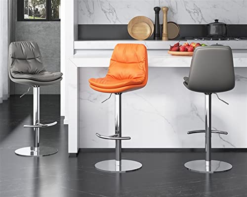 Adjustable Hight Swivel Breakfast Barstools Bar Stools Set Of 3 Counter Height For Kitchens Island, Nappa Leather Heavy Duty Stainless Steel Chrome Plated Metal With Pedals Breakfast Bar Chairs ( Colo #TOP3
