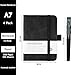 Mulaibdin 4 Pack Pocket Notebook, A7 Notebooks with Pen, Small Journal Leather Notepads Hardcover Mini Cute Notebooks Holder Page Marker Ribbons for School Office Memos Supplies 4.3 x 3.15 inch 200 Pages