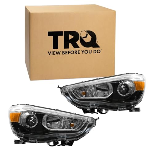 Image of TRQ 2 Piece Headlight Assembly Set Driver & Passenger Side Compatible with Mitsubishi Outlander Sport 2011-2019 MI2502160 MI2503160 8301C223 8301C224