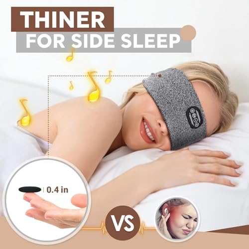 EverPlus Sleep Headphones Elastic Sleeping Headband 10Hrs Bluetooth Music Eye Mask with Soft Cozy Earbuds Comfortable Earphones for Side Sleepers(Elastic One Size Fits Most)