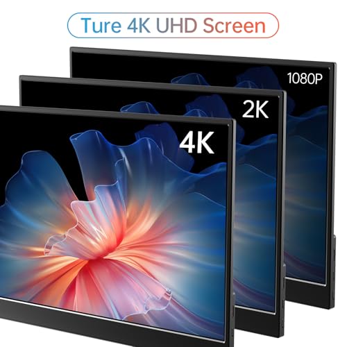 Image of MNN 4K Portable Monitor 15.6 inch 3840x2160 UHD USB-C HDMI Laptop Monitor, 100% Adobe RGB IPS Computer Gaming Display HDR Travel Monitor w /Speakers & Smart Cover for Laptop Xbox PS5 Switch PC Phone