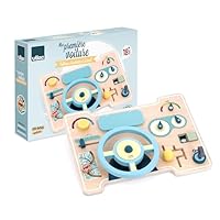 VILAC - Mein erstes Auto Aktivitäts- und Erlebnistafel – Spielzeug für Kleinkinder – 1 Armaturenbrett für mehrere Aktivitäten aus Holz – Spielzeug für Kinder ab 18 Monaten – 2144