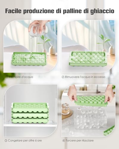 Set da 3 Vaschette per Cubetti di Ghiaccio con Coperchio e Contenitore, 99 Sfere di Ghiaccio Ronde da 2,2 cm, ghiaccio stampo Sferico senza BPA, per Succhi, Cocktail, Whisky, Caffè e Bevande - immagine 6