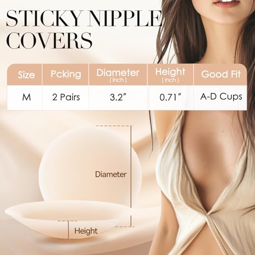 SKYASIA Nipple Covers for Women - Adhesive Silicone Breast Petals Reusable Pasties Sticky bra for All Dresses (2 Pairs)4