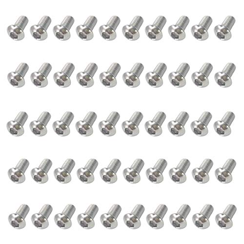 M6-1.00 x 12mm Button Head Hex Socket Cap Screws, Allen Socket Drive, 304 Stainless Steel, Full Thread, Plain Finish?Metric Thread Hex Socket Bolt Fastener 50PCS (M6-1.00 x 12mm)
