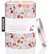 M&SENSE Raspberries Rain Scented Candle, Medium Jar Candle 11.3oz Natural Soy Wax for Home Scente...