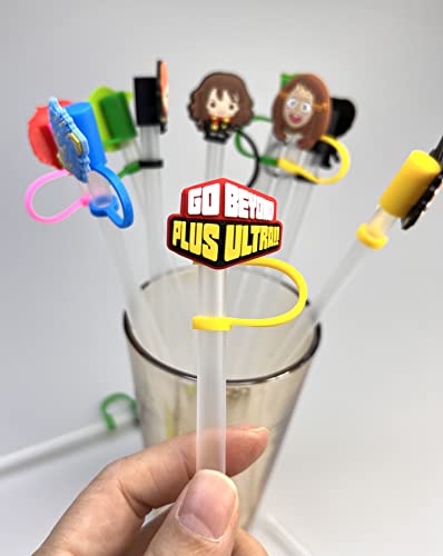 20Pcs Reusable Kids Themed Party Straw Cap With A Variety Of Fun And Cute Characters Party Decoration Funy Gifts (Straw Cover F) #TOP6