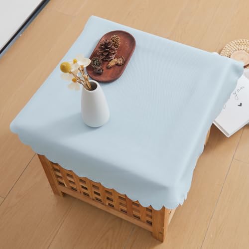 YZKITM Small Round Light Blue Tablecloth 24 Inch Polyester Fabric Washable Table Cover Decorative Wrinkle Resistant Solid Color Table Cloth for Nightstand Party Wedding Camping by YZKITM - Used condition - Image 3